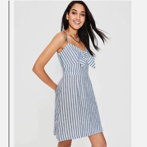 Boden Blue and White Striped Linen Mini Dress